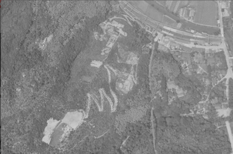 ビルマ僧院跡の航空写真