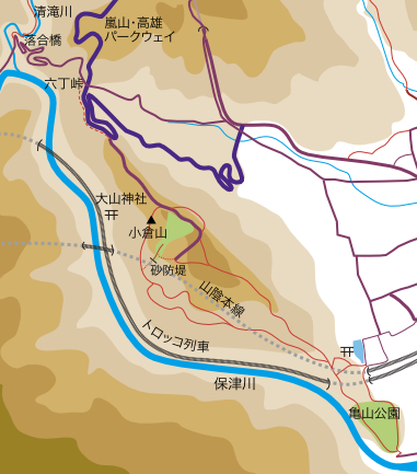 小倉山と大山神社の周辺地図