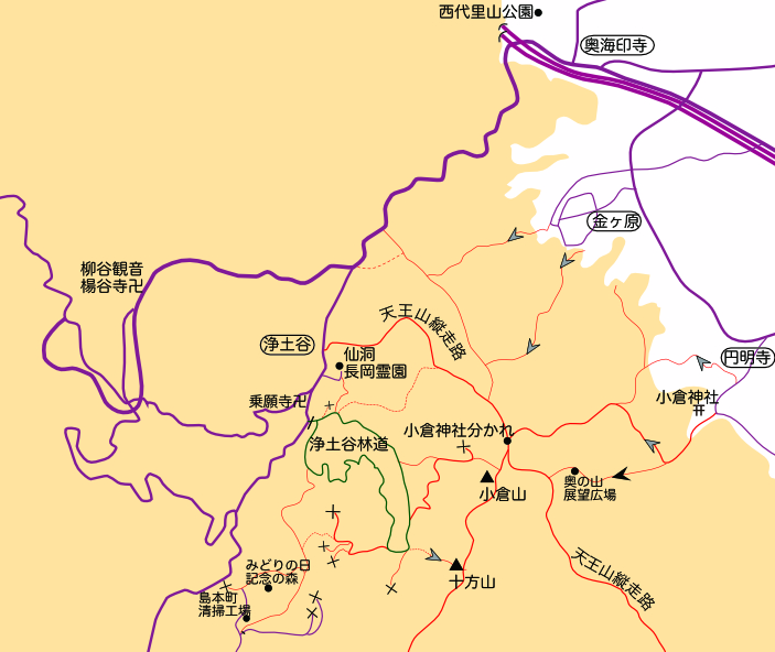 浄土谷林道周辺の地図