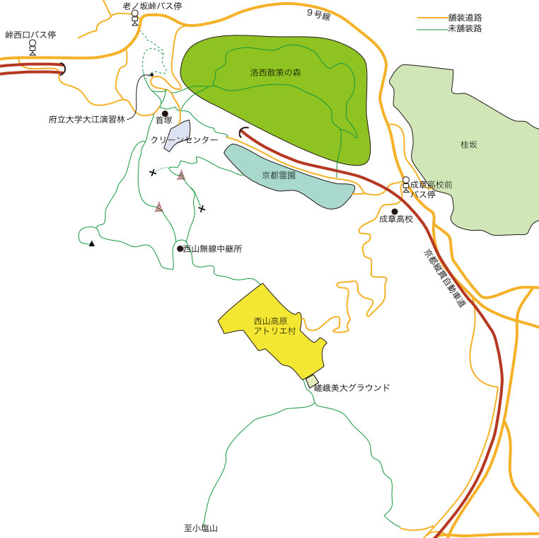 老ノ坂・洛西散策の森・沓掛町西山団地 地図